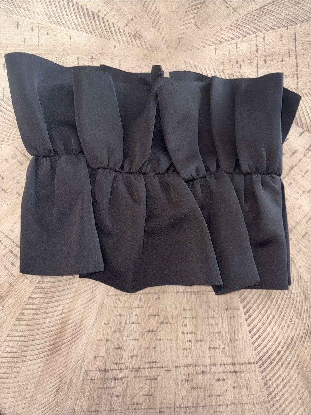 Black Strapless Tiered Ruffle Crop Top